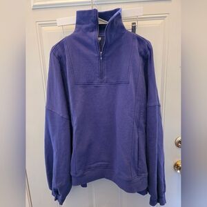 Mono B Women's Half Zip-Up Pullover Sweater in Deep Purple